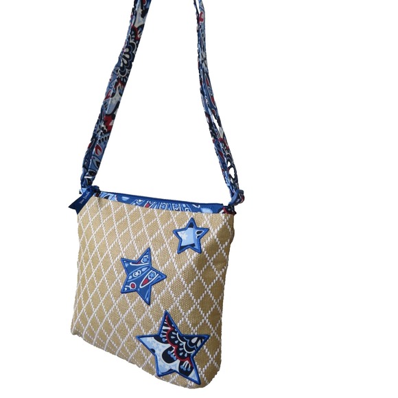 Vera Bradley FIREWORKS MEDALLION Straw Beach Crossbody Bag w/star Applique NWOT‎ - Picture 3 of 8